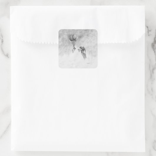 Pug en Angel Vierkante Sticker (Tas)