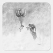 Pug en Angel Vierkante Sticker (Voorkant)