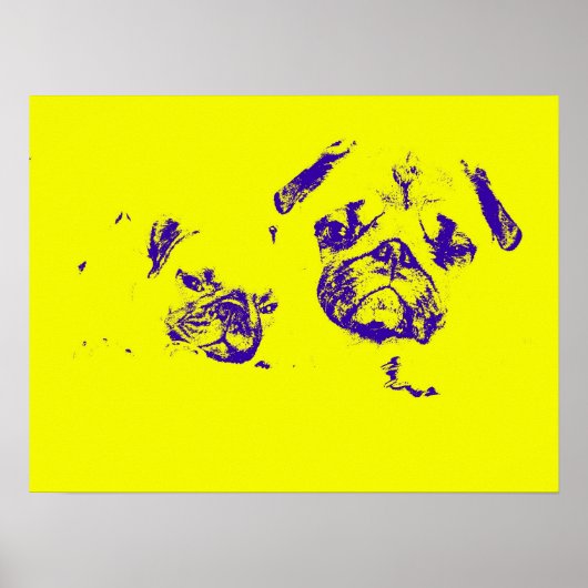 Pug en Baby - Geel Poster (Voorkant)