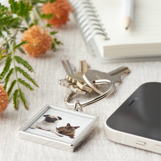 Pug en Birmese kat Sleutelhanger (Zijkant)