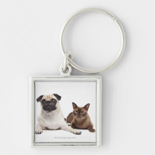 Pug en Birmese kat Sleutelhanger