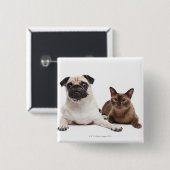 Pug en Birmese kat Vierkante Button 5,1 Cm (Voorkant /achterkant)