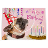 Pug en Birthday Cake Groot Cadeauzakje (Voorkant)