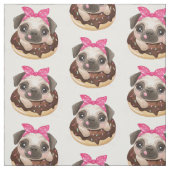 Pug en chocolade Donut Stof (Swatch)