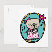 Pug en flute briefkaart (Voorkant / Achterkant)
