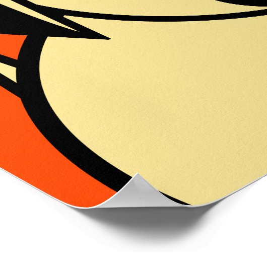 Pug en gele ventilator op Oranje achtergrond Poste Poster (Hoek)