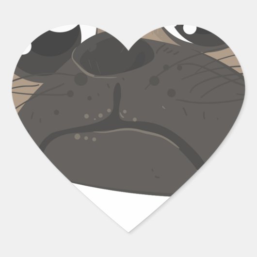 Pug en koffie hart sticker (Voorkant)