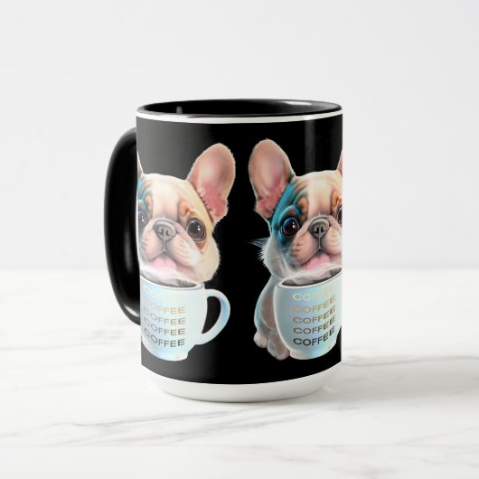 Pug en koffie hondenliefhebber koffieliefhebber mok (Voorkant links)