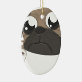 Pug en koffie keramisch ornament (Rechts)