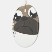 Pug en koffie keramisch ornament (Links)