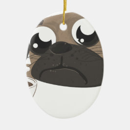Pug en koffie keramisch ornament