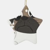 Pug en koffie keramisch ornament (Rechts)