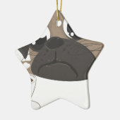 Pug en koffie keramisch ornament (Links)