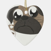 Pug en koffie keramisch ornament (Rechts)