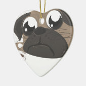Pug en koffie keramisch ornament (Links)