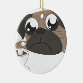 Pug en koffie keramisch ornament (Rechts)