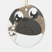 Pug en koffie keramisch ornament (Links)