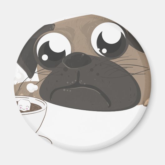 Pug en koffie magneet (Voorkant)