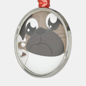 Pug en koffie metalen ornament (Links)