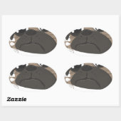 Pug en koffie ovale sticker (Vel)