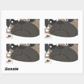 Pug en koffie rechthoekige sticker (Vel)