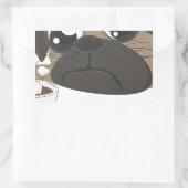 Pug en koffie rechthoekige sticker (Tas)