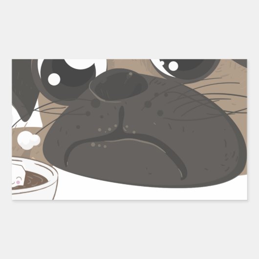 Pug en koffie rechthoekige sticker (Voorkant)