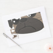 Pug en koffie rechthoekige sticker (Envelop)