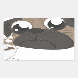 Pug en koffie rechthoekige sticker