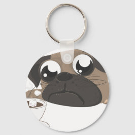 Pug en koffie sleutelhanger