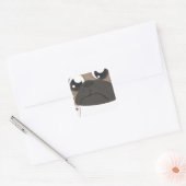 Pug en koffie vierkante sticker (Envelop)