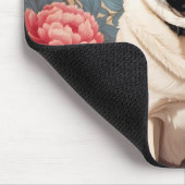 Pug en pioenbloemen William Morris geïnspireerd Muismat (Hoek)