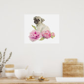 Pug en pony's | Illustratie Waterverf Poster (Keuken)