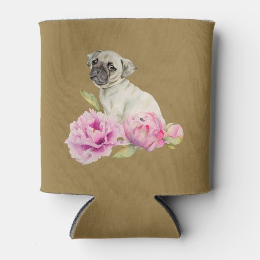 Pug en pony's | Jouw namen toevoegen Blikjeskoeler (Voorkant)