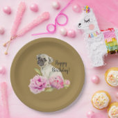 Pug en pony's | Waterverf schilderen | Geboortedag Papieren Bordje (Feest)