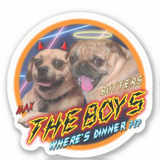 Pug en Puggle Sticker (Voorkant)