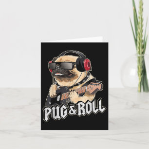 Pug en roll schattige rockster gitaar rockin muzie kaart
