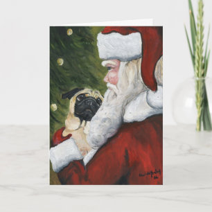 "Pug en van de Kerstman" de Kerstkaart van de Feestdagen Kaart