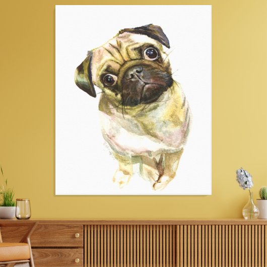 Pug Face Art Print | Cute Pug Dog (Insitu (Woonkamer))