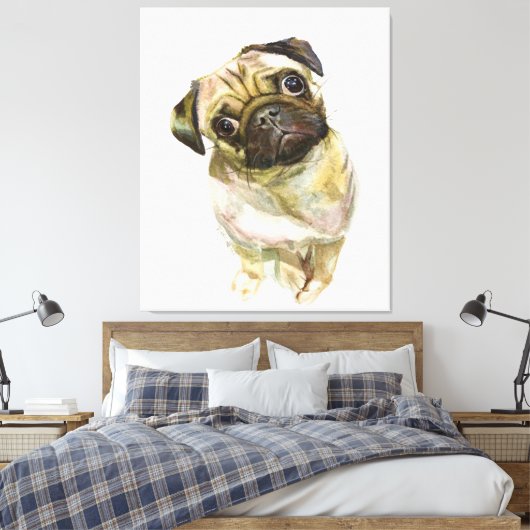Pug Face Art Print | Cute Pug Dog (Insitu (Slaapkamer))