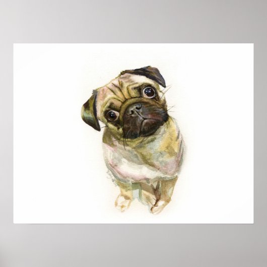 Pug Face Art Print | Cute Pug Dog (Voorkant)