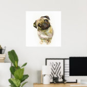 Pug Face Art Print | Cute Pug Dog (Thuiskantoor)