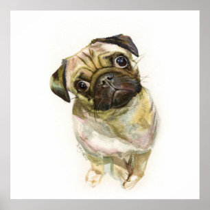 Pug Face Art Print Cute Pug Dog