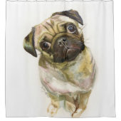 Pug Face Art Print | Cute Pug Dog Douchegordijn (Voorkant)