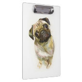 Pug Face Art Print | Cute Pug Dog Klembord (Rechts)