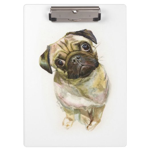Pug Face Art Print | Cute Pug Dog Klembord (Voorkant)