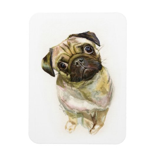 Pug Face Art Print | Cute Pug Dog Magneet (Verticaal)