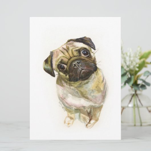 Pug Face Art Print | Cute Pug Dog Menu (Staand voorkant)