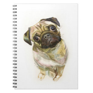 Pug Face Art Print   Cute Pug Dog Notitieboek