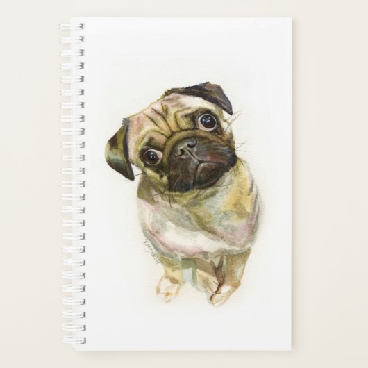 Pug Face Art Print | Cute Pug Dog Planner (Voorkant)